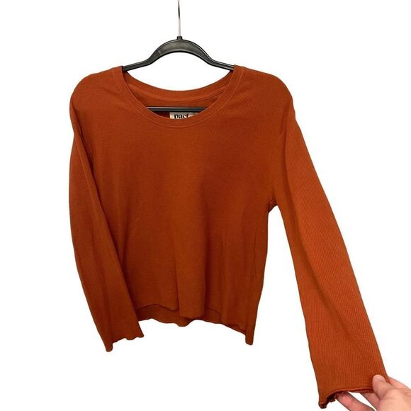 Pact Men’s Waffle-Knit Visit Crewneck Size S in A Burnt Orange - Picture 4 of 8